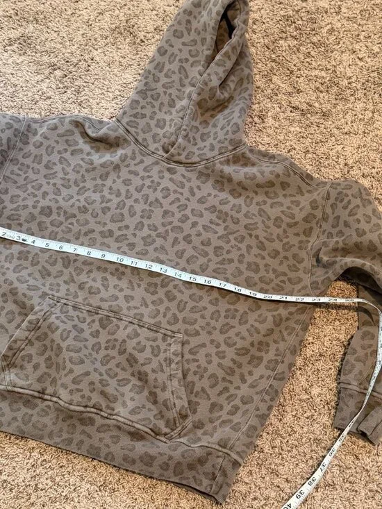 Abercrombie & Fitch Leopard Print Hoodie XS Oversized Popover Brown EUC - Picture 9 of 11